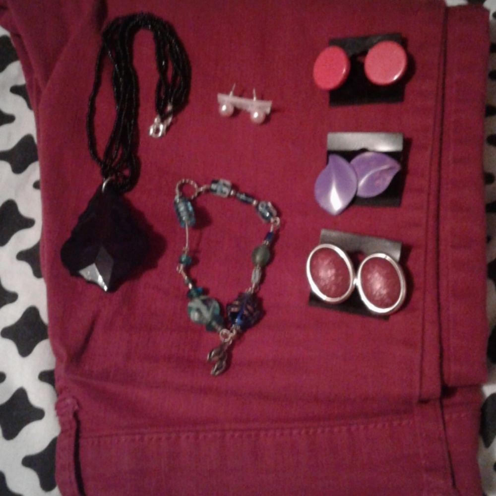 Earrings and necklaces